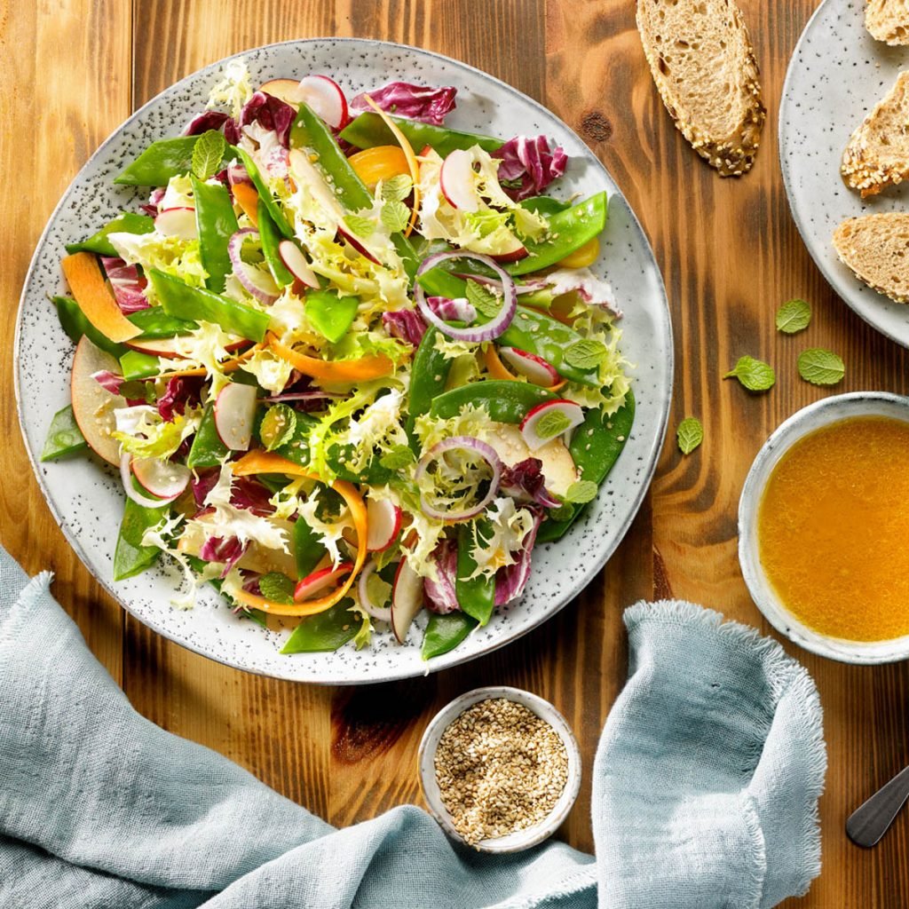 recepta ametller origen amanida de tirabecs poma i vinagreta citrica