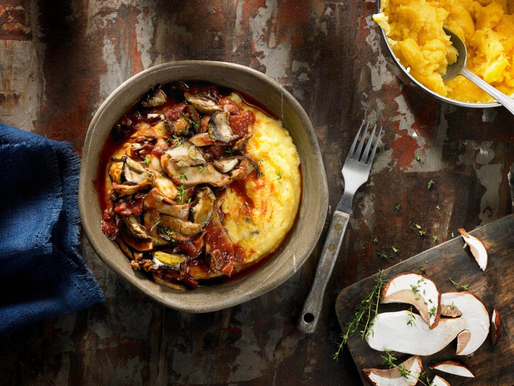 recepta ametller origen polenta amb salsa de ceps vi negre
