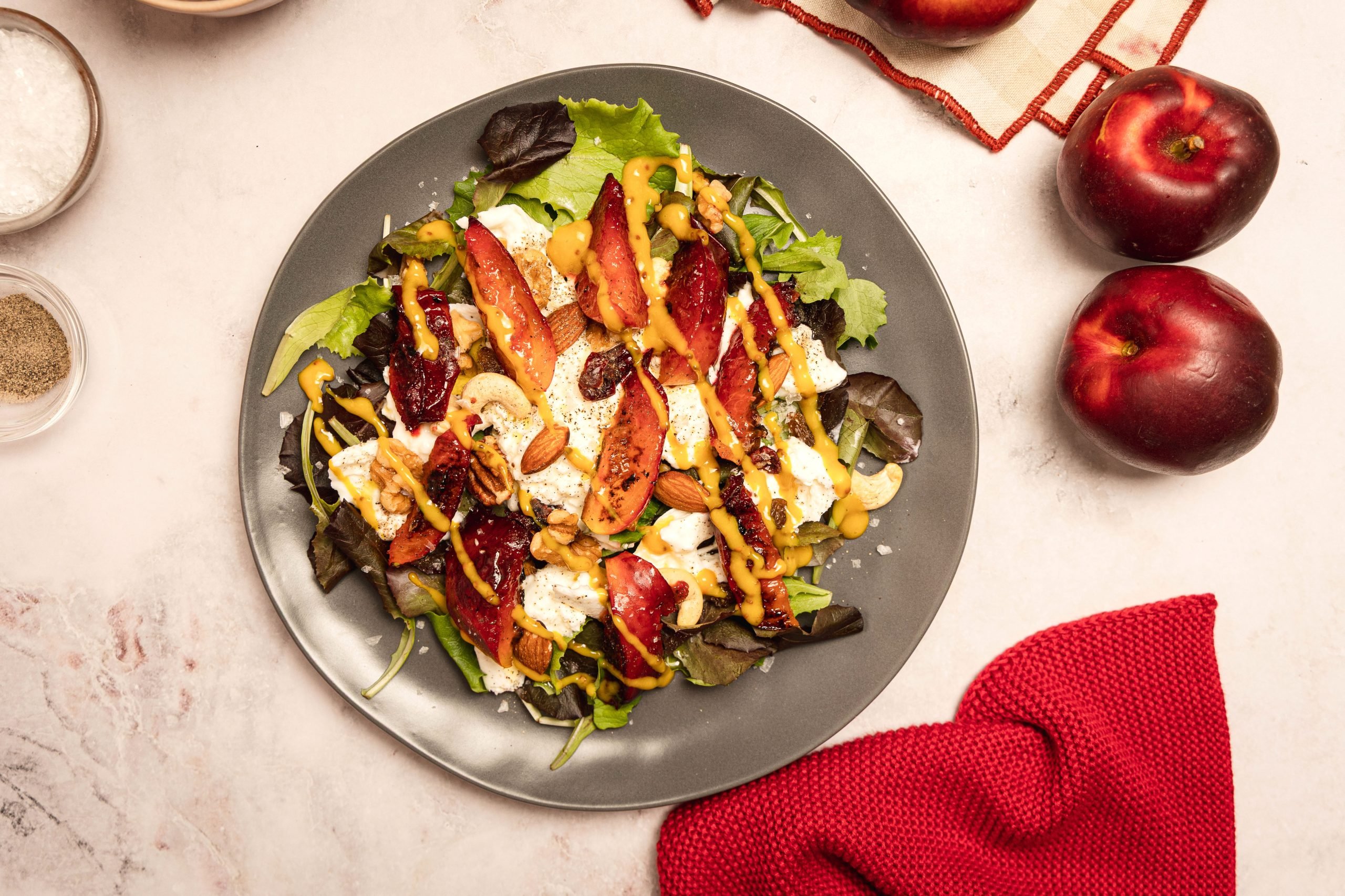 Recepta nectarines rostides amb burrata